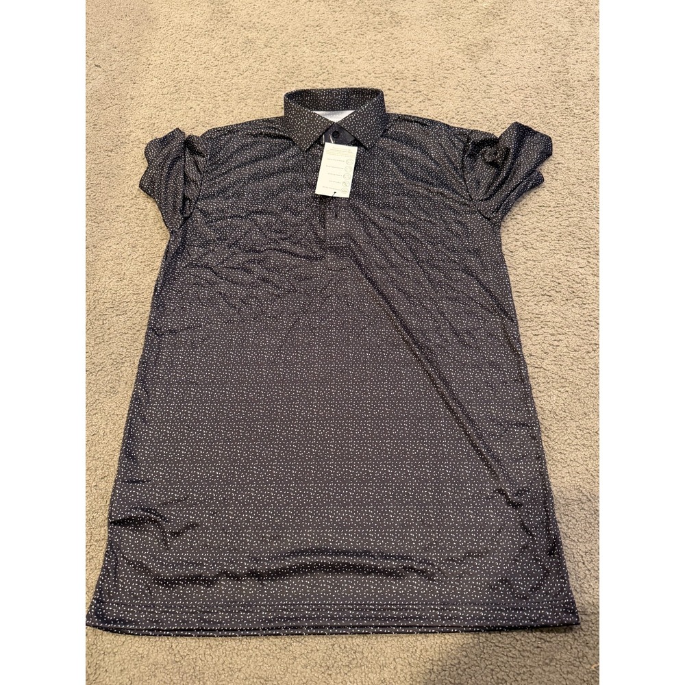 Collars And Co Mens Short Sleeve Polo Black Dot Size Small NWT